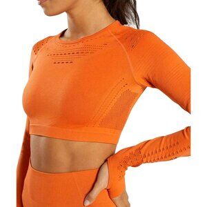 Gymshark Size XS Orange Flawless Knit Athletic Gym Workout Long Sleeve Crop Top